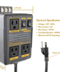 Configurable Automatic Vacuum Switch For Power Tools With Dual Tool Outlets And Load Sensing Delayed On And Off Dust Collector Controller For Cleaner Workshop And Reduced Airborne Dust PTA029, front view showing outlets and cord