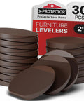 30 Pack 2 Inch Brown Rubber Furniture Levelers With Non Slip Grip Shims for wobble-free and floor safe adjustment on display
