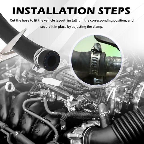 2 Pack 11/32 Inch By 36 Inch Car Brake Booster Vacuum Hose Kit installation showing clamp adjustment on engine