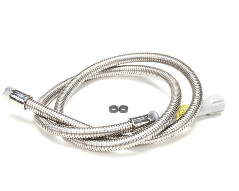 72 Inch Flexible Stainless Steel Hose For Commercial Kitchens And Equipment OEM Replacement Part coiled with fittings visible