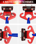 Kickass Wall Anchor For Resistance Bands With Secure Lock Rings And Quick Release Hooks, shown in four installation schemes.