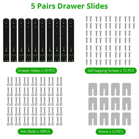 Heavy Duty Drawer Slides 14 Inch Full Extension Side Mount 100 Lb Per Pair Ball Bearing Steel Rails set with hardware