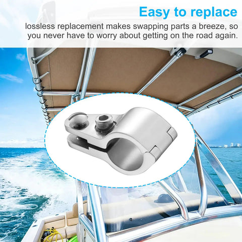 Four Pack 316 Stainless Steel Bimini Top Hardware For Seven Eighths Inch Fit Marine Grade Rustproof Gear For Saltwater Boats Durable 22mm Mounts And Fittings Kit Easy Install Long Lasting Performance, 316 stainless clamp on boat canopy frame