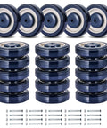 Twenty Pack Heavy Duty Shopping Cart Replacement Wheels And Silent Polyurethane Casters With Mounting Bolts in blue color.
