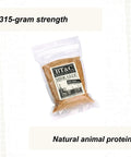 Legit One Pound Bag Of 100 Percent Natural Hide Glue Dry Granules For Lutherie And Woodworking With 315 Gram Strength in clear bag.