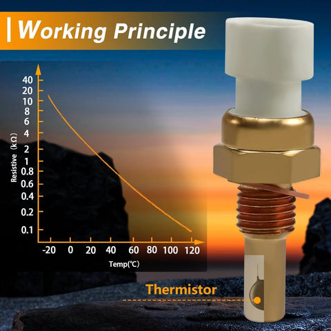 Front view of LQYLMY coolant temperature (ECT) sensor with brass threaded body and white plastic top.