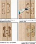 180 Degree Hidden Hinge Zinc Alloy Concealed Cross Door Hinge Kit For Cabinets And Furniture Invisible Mount 1pc Silver Low Profile Design Easy Install Durable Hardware For Smooth Swing installation steps