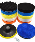 12Pcs 5 Inch Foam Buffing Pads Kit With Coral Fleece Pad Backing Plate M14 Drill Adapter For Pro Grade Do It All Car Detailing Polishing