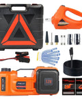 Electric Car Jack Kit 5 Ton Hydraulic Lift With 12V Power, Lifting Range 6.1 to 17.7 Inches, Includes Electric Impact Wrench