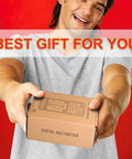 Person holding a box labeled 'Digital Multimeter' with text 'Best Gift for You', focus on Ranging Digital Multimeter TRMS 6000.