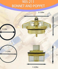 Upgrade Bonnet And Poppet Repair Kit For 765 Series Backflow Preventers And Vacuum Breakers One Half Inch To Three Quarter Inch Easy Install Durable Seal OEM Style Repair Kit Three Year Warranty dimensions and components