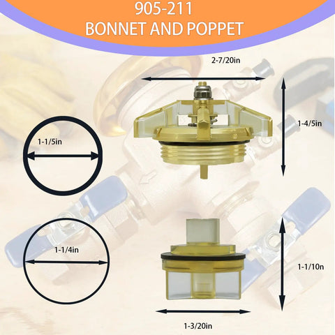 Upgrade Bonnet And Poppet Repair Kit For 765 Series Backflow Preventers And Vacuum Breakers One Half Inch To Three Quarter Inch Easy Install Durable Seal OEM Style Repair Kit Three Year Warranty dimensions and components