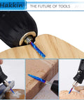 Hakkin 20‑pc carbide rotary burrs set with blue‑coated 1/8in ball-nose end mill for woodworking and engraving