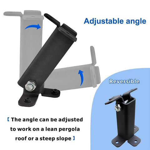 Heavy Duty Beefed Up Adjustable Roof Riser Beam Bracket Kit For Pergola And Gazebo Roof Mounts Black Saddle Post And Beam Brackets Durable Steel Construction Weatherproof Versatile Riser System For Decks And Outdoor Structures