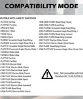 Compatibility chart listing Harley Davidson models for 8Pcs Motorcycle Foot Pegs Mounting Kit, highlighting compatible years.