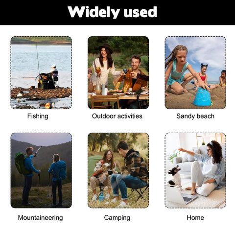 Portable Tripod Folding Camping Stool, 14.6 Inch Seat, Supports Up To 210 Lbs, Go To Outdoor Chair For Travel shown in various activities