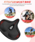 Ultra Wide Memory Foam Bike Seat Cushion For Spin And Exercise Bikes Extra Large 12.6 by 11.4 by 4.7 Inches Thick Cushioned Saddle With Soft Durable Cover Non Slip Red Great For Long Rides black bike saddle for mountain, road and exercise bikes