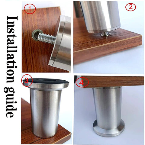 Installation guide for 5 Inch Stainless Steel Furniture Legs For Couch Bed Armchair Cabinet Coffee Table Round Replacement Feet