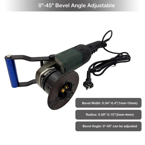 Professional Grade Smooth Operator Electric Handheld Curved Beveling Machine With Zero To Forty Five Degree Adjustable Chamfer Tool and Killer Precision Blades for quick welding prep.