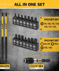 Nut Driver Bit Set with Magnetic Tips, showing 35-piece set with magnetic tips, 1/4" drive hex adapter, sizes marked.