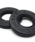 Two black rubber rotary shaft oil seals, 25x52x7 mm, double-lip TC style.
