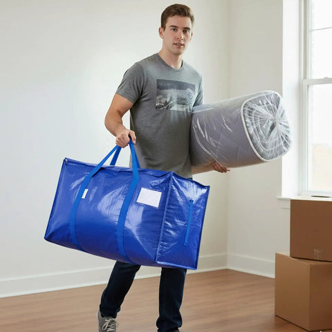 Extra Large Moving Bags 2 Pack Heavy Duty With Zippers And Carrying Handles Waterproof Storage Totes For Closet Organization And Moving