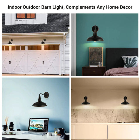 Gooseneck Outdoor Barn Light Wall Sconce 2 Pack Rustic Bronze Exterior Porch Lighting With White Interior Reflector in various settings