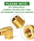 Close-up of 2 Pack 90 Degree Street Elbow Brass Pipe Fitting Half Inch NPT Male To Half Inch NPT Female Barstock Corrosion Resistant Plumbing Connector