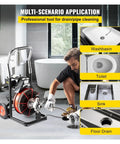 Heavy Duty Electric Drain Snake Machine Plug Busting Powerhouse For Kitchen Sink And Bathroom Toilet Sewer Unblocker setup in bathroom