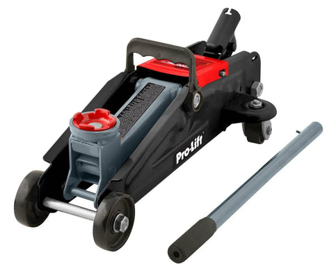 Beefy Grey Hydraulic Trolley Jack With Blow Mold Case, 3000 Lbs Capacity, Low-Profile From 5.25 In To 12 In Lift, All Welded Steel Frame