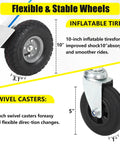 3 In 1 Aluminum Convertible Hand Truck Dolly Heavy Duty Hauler With 800 To 1000 Lb Capacity All Terrain Pneumatic Tires And Smooth Swivel Casters For Easy Load Transport, 10-inch tires