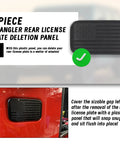 Solid Set Of Three Durable Rubber Tailgate Plugs And One Rear License Plate Mount Built For Jeep Wrangler To Block Out Grime And Rain While Adding A Slick Edge To Your Daily Rig, black plastic deletion panel.