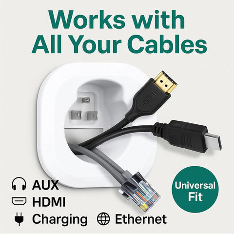 Slick In Wall Cable Management Kit To Hide Tv Wires And Keep Your Space Zero Mess Includes Power And Low Voltage Cord Organizer With Hole Saw Tool For Easy Breezy Diy Installation Under Tv showing HDMI and Ethernet cables.
