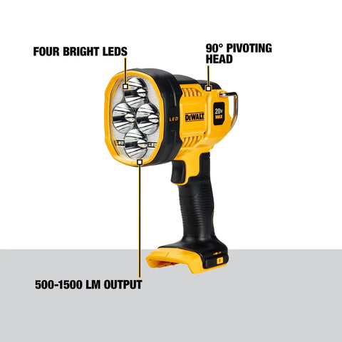 Cordless 20V Max LED Work Light With 4 Bright LEDs 1500 Lumens See Up To 508 Yards Two Brightness Settings For Max Output