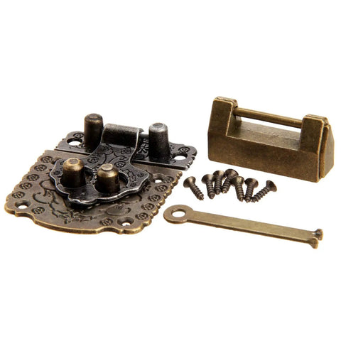 Two Pack Vintage Brass Hasp Lock For Wooden Boxes And Cabinets, Antique Toggle Latch Hardware, Iron Construction With Bronze Finish, Easy