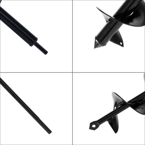 VASGOR set of four black garden auger drill bits for planting; 3/8-inch hex drive, assorted lengths.