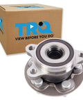 Front Wheel Bearing And Hub Assembly For Toyota Corolla 2020 2021 2022 LE SE XLE XSE Japan Built J VIN And Prius 2016 2022 And Prime Hybrid Durable Direct Fit Replacement For Easy Install And Long Lasting Street Ready Performance with box background.