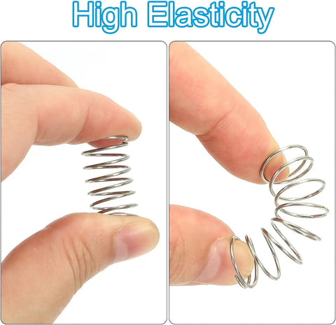 Compression Spring Set 304 Stainless Steel Small Extension Springs Assortment Kit for Mechanical Projects shown compressed and expanded