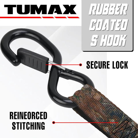 Heavy Duty Retractable Ratchet Straps Two Pack One Inch X Ten Foot Auto Retract Cargo Tie Downs With No Fuss Slick Grip And Hassle Free Quick Lock For Pickup Trucks rubber coated S hook with secure lock and reinforced stitching.