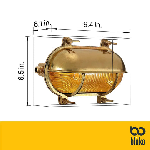Nautical Brass Bulkhead Wall Light Lampshade Only For Indoor Outdoor Use IP65 Waterproof E27 Ready Old School Vintage Industrial Sconce