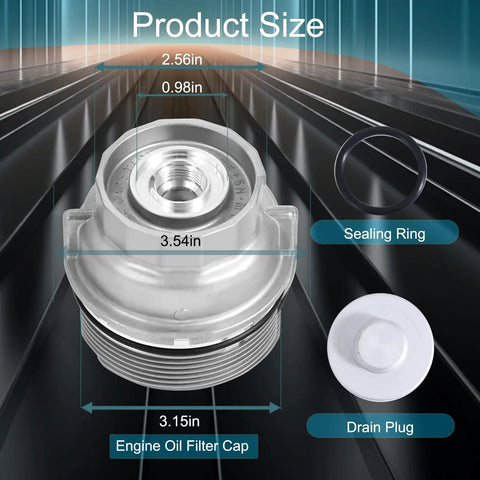 Dimensions of Toyota Oil Filter Housing Cap Assembly Fits Camry RAV4 Highlander Tundra 4Runner Tacoma Sienna Venza Avalon FJ Cruiser Replaces 1562031060 Direct Fit Cap