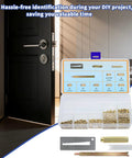 All In One Home Door Rekey Kit, 4 Tool DIY Set with brass pins shown in open case and tools, door background