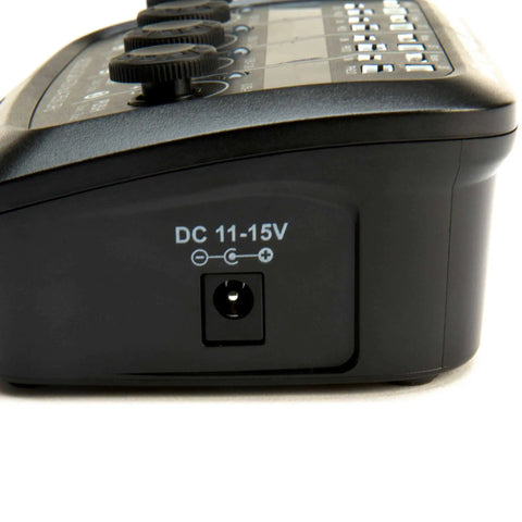 Side view of Smart 4-Port 1S LiPo Charger With Digital LED Display And Independent Output Ports showing DC input socket.