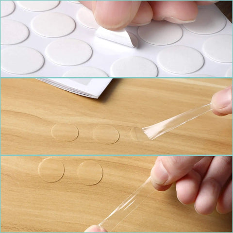 Clear 20mm Round Sticky Dots 560 Count Double Sided Adhesive Dots Reusable Water Resistant No Residue Transparent Craft And Office Fasteners For Photos Posters And Boards Great For Quick Easy Mounts And Sticky Like A Boss. peels from sheet on wood