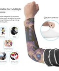 Superior Mesh Uv Protection Cooling Arm Sleeves With Breathable Stretchy Sun Sleeves For Outdoor Sports Driving And Cycling on a model's arm, showcasing elastic stretch.
