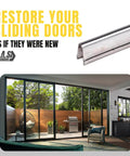 Heavy Duty Stainless Steel Sliding Door Track Cover Replacement For Patio Glass Doors 6 Feet Long graphic and installed view