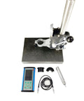 Portable Ultrasonic Hardness Tester With Sturdy Test Stand And Fine Probe 1kgf Load on a mount with accessories, ideal for metal testing.