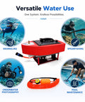 Tankless Scuba Diving System For Easy Underwater Breathing Portable Rechargeable Lung Tank showcasing various water activities