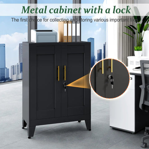 Built Tough Black Metal Storage Cabinet 36 Inch Tall Locking Unit With Adjustable Shelves And Three Flexible Storage Zones Slick No Hassle Setup Ultimate Garage And Closet Upgrade