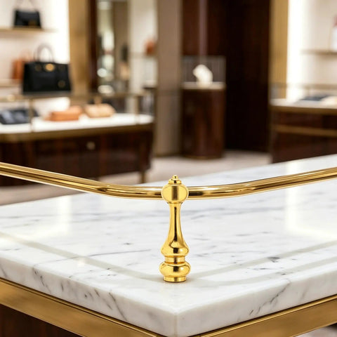 Golden Zinc Alloy Shelf Rail Brackets Set 24 Pieces With Enhanced Stability on marble counter